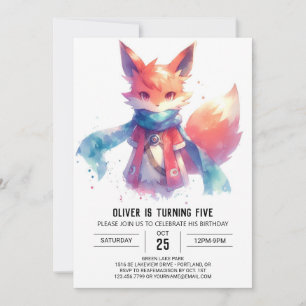 Boho Children Fox Birthday Invitation