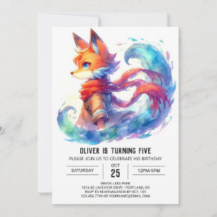 Boho Children Fox Birthday Invitation