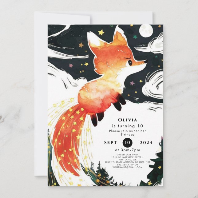Boho Children's Fox Birthday Invitation (Front)