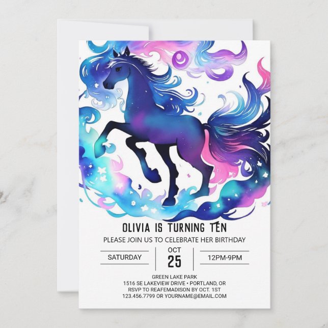 Boho Children's Pony Birthday Invitation (Front)