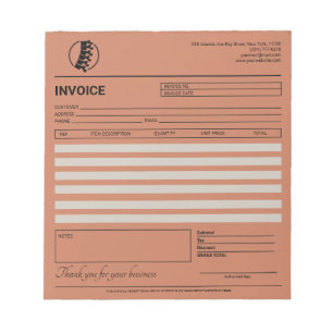 Boho Chiropractor Invoice / Receipt Notepad