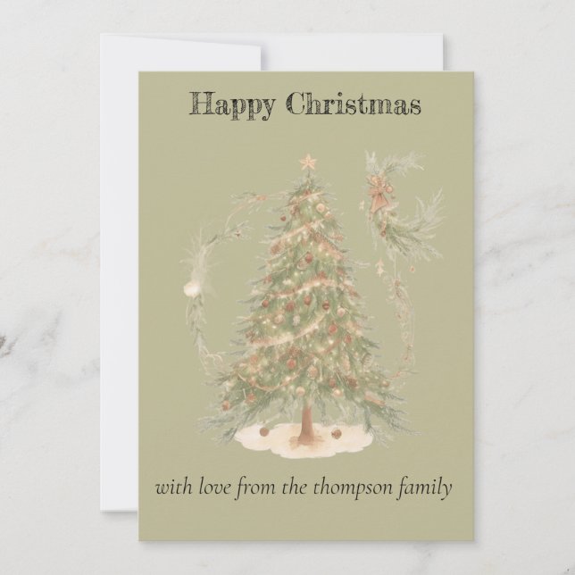 Boho Christmas Flat Holiday Card (Front)