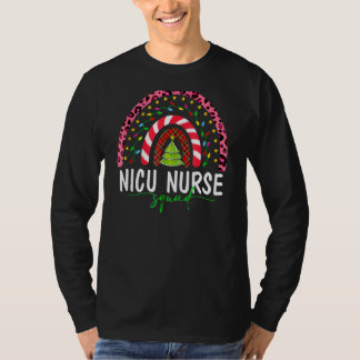 Boho Christmas Leopard Rainbow Nicu Nurse Squad Nu T-Shirt
