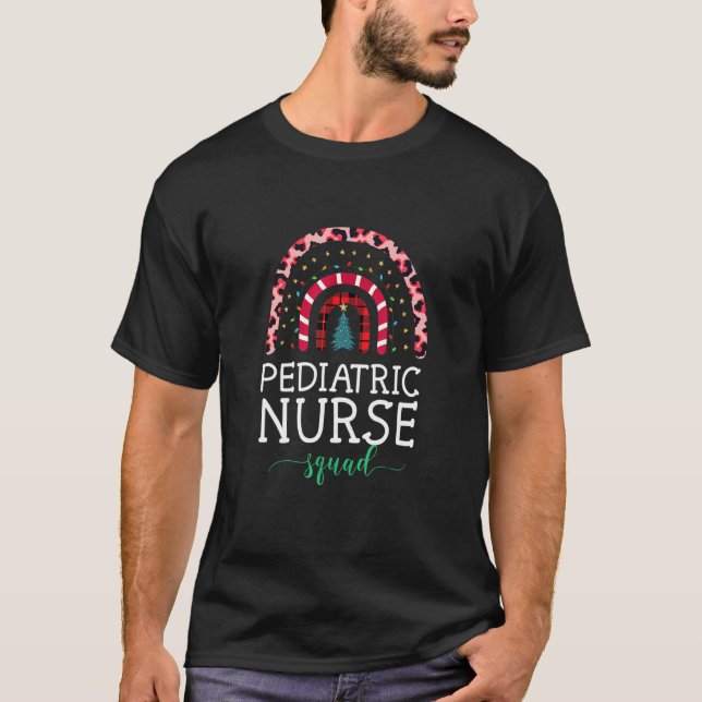 Boho Christmas Leopard Rainbow Paediatrics Nurse S T-Shirt (Front)