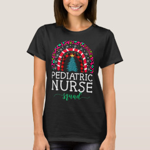 Boho Christmas Leopard Rainbow Pediatric Nurse Squ T-Shirt