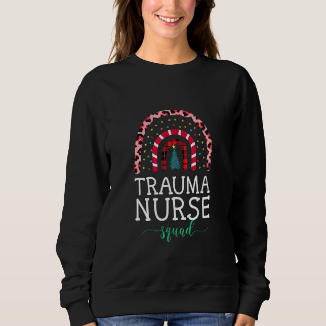 Boho Christmas Leopard Rainbow Trauma Nurse Squad  Sweatshirt (Front)