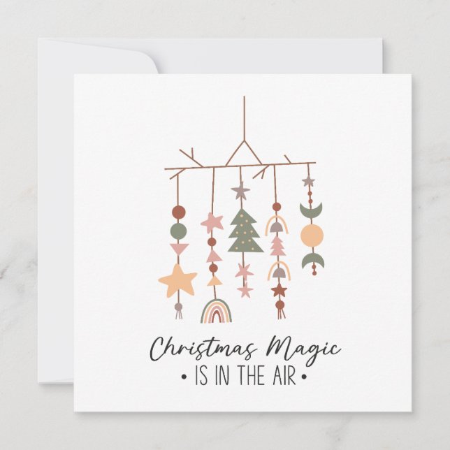 Boho Christmas Magic Festive Holiday Card (Front)