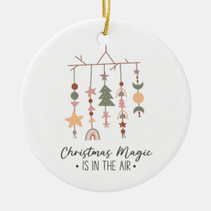 Boho Christmas Magic Festive Holiday Photo Ceramic Tree Decoration
