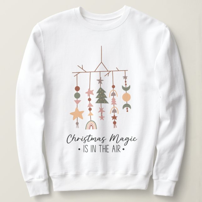 Boho Christmas Magic Festive Holiday Sweatshirt (Design Front)