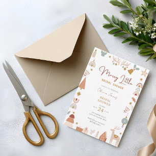 Boho Christmas Merry little bridal shower  Invitation
