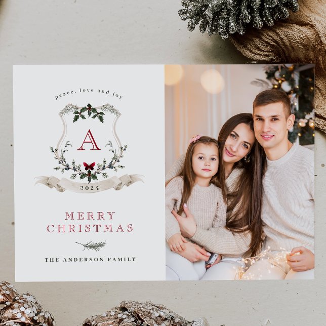 Boho Christmas One Photo Holiday Card (Creator Uploaded)