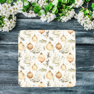 Boho Christmas Ornaments Midcentury Modern Neutral Glass Coaster