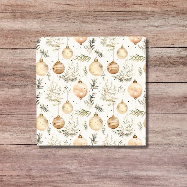 Boho Christmas Ornaments Midcentury Modern Neutral Tile (Boho Christmas Ornaments Midcentury Modern Neutral Ceramic Tile)