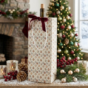 Boho Christmas Ornaments  Warm Vintage Winter Wine Gift Bag