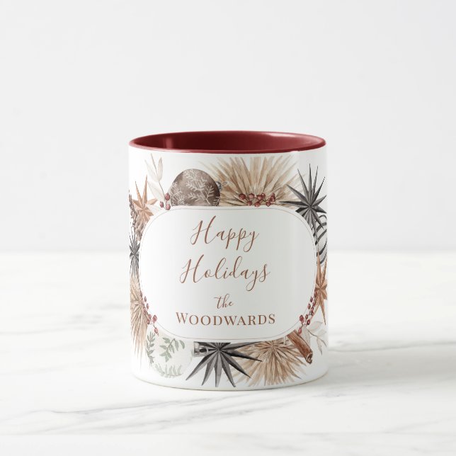 Boho Christmas Personalised Mug (Center)