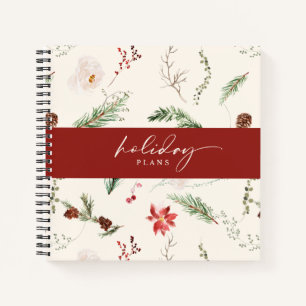 Boho Christmas Planner Poinsettia Greenery Notebook