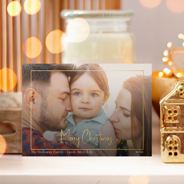 Boho Christmas Script Horizontal Framed photo Gold (Creator Uploaded)