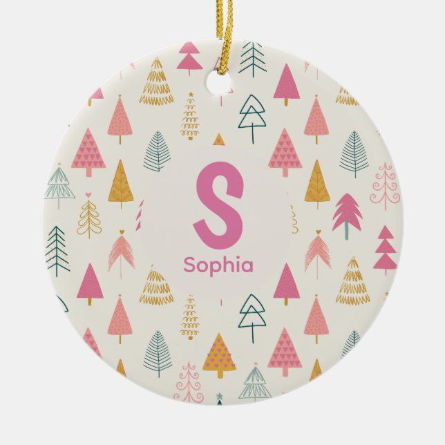 Boho Christmas Tree Ornament –Custom Name Keepsake (Front)