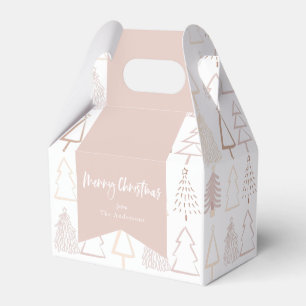 Boho Christmas Tree Pattern Dusty Pink Holiday Favour Box
