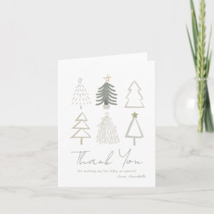 Boho Christmas Trees Green Birthday Thank You Card