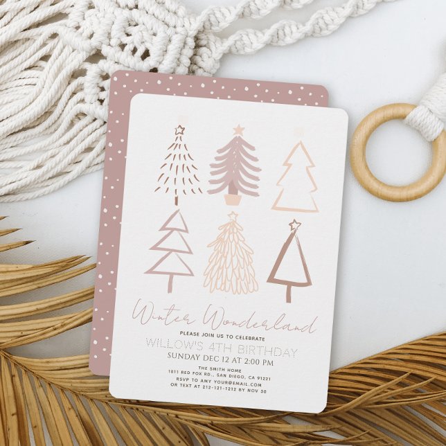 Boho Christmas Trees Winter Onederland Birthday Invitation (Creator Uploaded)