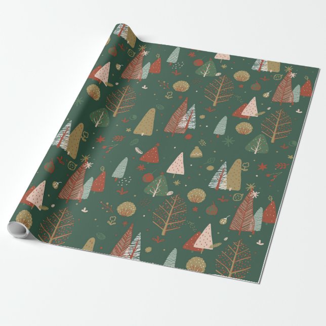 Boho christmas wrapping paper (Unrolled)
