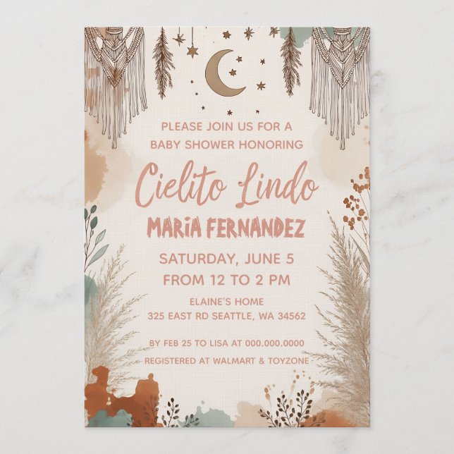 Boho Cielito Lindo Baby Shower Invitation (Front)