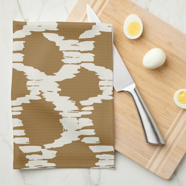 Boho Circles Earthy tones contemporary minimalist Tea Towel (Quarter Fold)