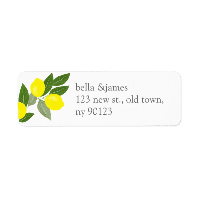 Boho Citrus Lemon Return Address Labels (Front)