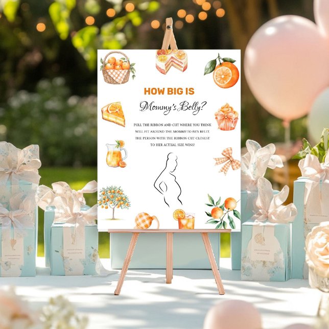 Boho Citrus Orange How big Mummy' baby Shower sign (Creator Uploaded)