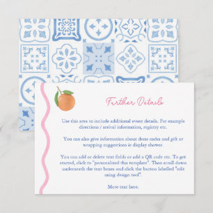 Boho Citrus Squiggle Wedding Shower Details Enclosure Card
