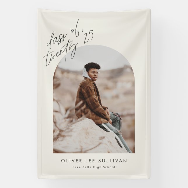 Boho Class of 2025 Arch Photo Graduation Banner (Vertical)