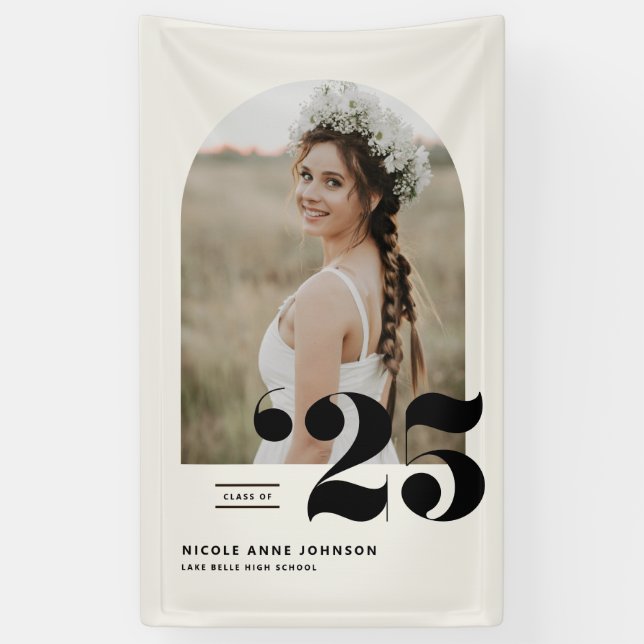 Boho Class of 2025 Arch Photo Graduation Banner (Vertical)