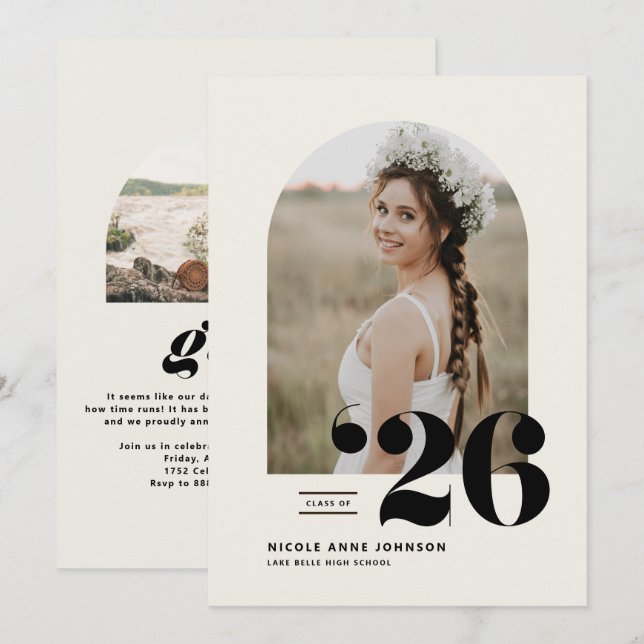 Boho Class of 2025 Arch Photo Graduation Invitation (Front/Back)