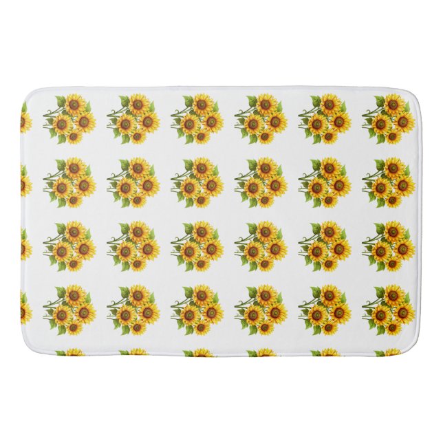 Boho Classic Cute Rustic mordern sunflower  Bath Mat (Front)