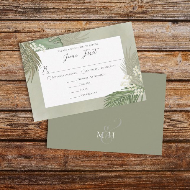 Boho Classic Meal Choice Palm Leaves Foliage RSVP Card (Creator Uploaded)