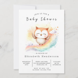 Boho Classic Owl Baby Shower Invitation