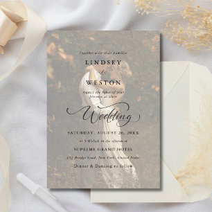 Boho Classic Vellum Overlay Photo Budget Wedding  Invitation