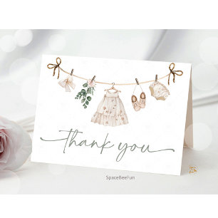 Boho Clothes Baby Shower  Thank You Card