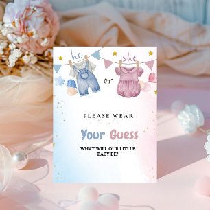 Boho Clothes Gender Reveal Wear your guess Sign 