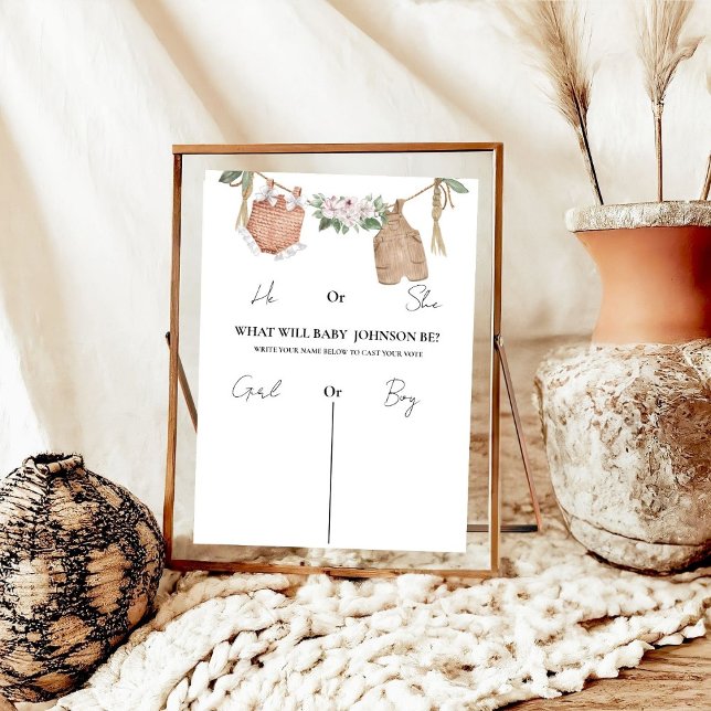 Boho Clothes He or She What Will Baby Be Sign,  Poster (Creator Uploaded)