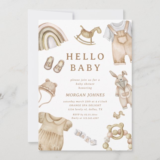 Boho Clothes Nursery baby shower invitation (Front)