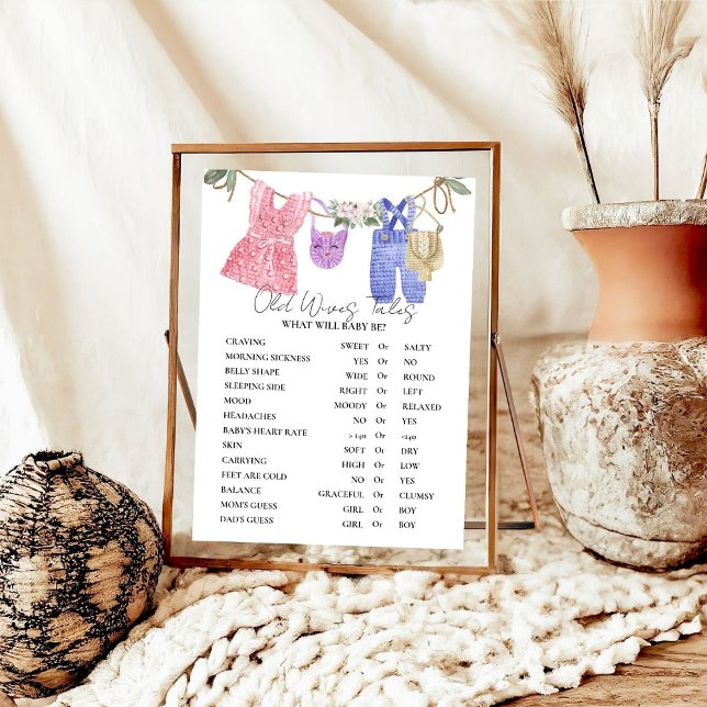Boho Clothes Old WIves Tales Baby shower Game  Pos Poster (Creator Uploaded)