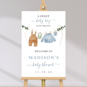 Boho Clothesline Boy Baby Shower Welcome Sign