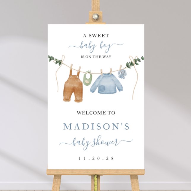 Boho Clothesline Boy Baby Shower Welcome Sign (Creator Uploaded)