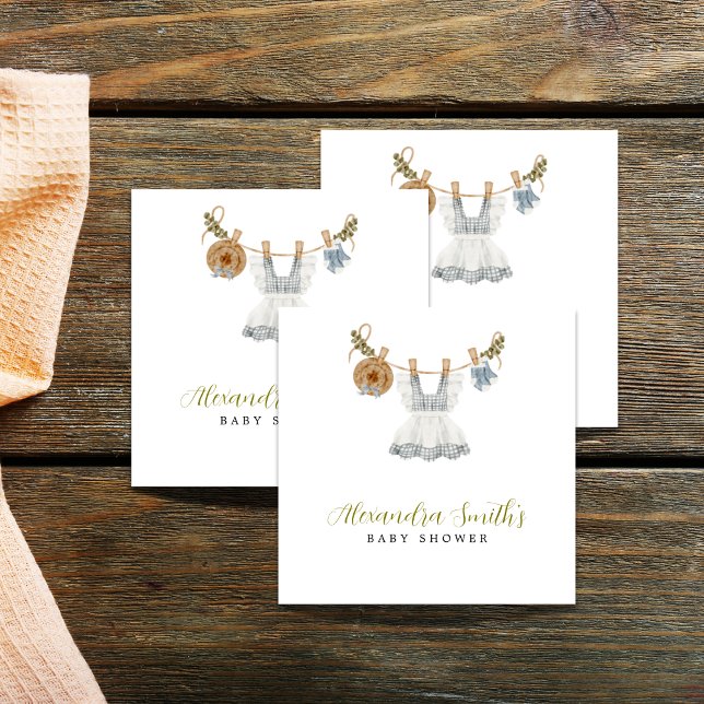 Boho Clothesline Girl blue white and green Napkin (Creator Uploaded)