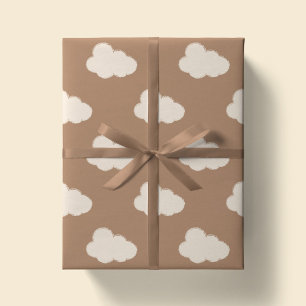 Boho Clouds Sky Simple Gender Neutral Kids Tan Wrapping Paper