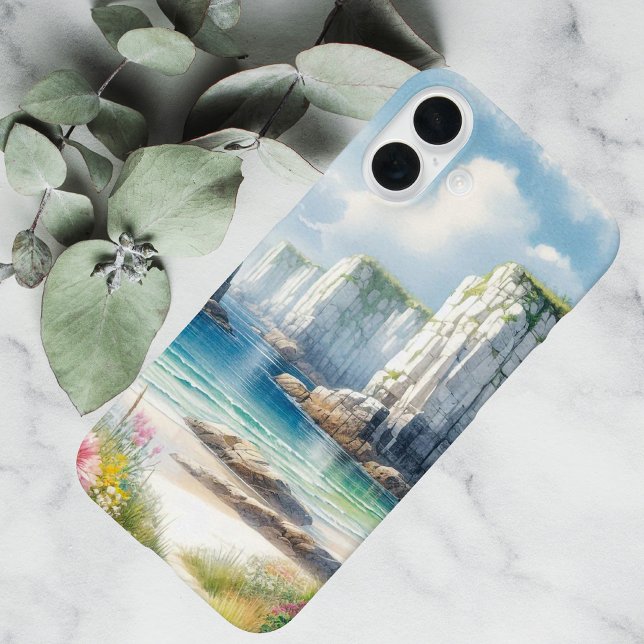 Boho Coastal Cliffs Wildflower Beach Art Case-Mate iPhone Case (Creator Uploaded)