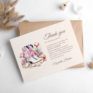 Boho Coastal Cowgirl Boots Bridal Shower Thank You Card