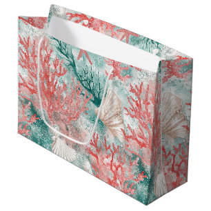 Boho Coastal Seashell Pattern Large Gift Bag
